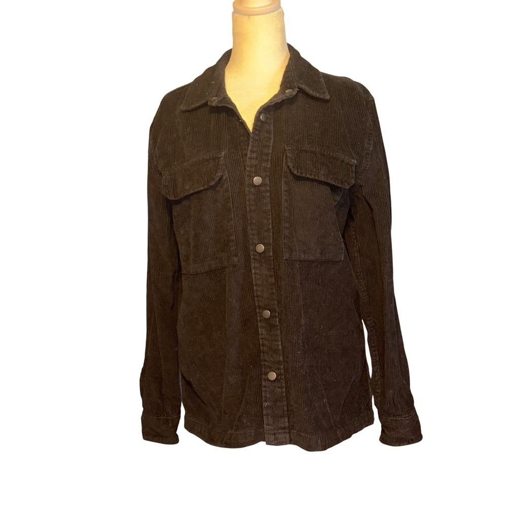 Vtg Y2K No Boundaries Shacket S Black Corduroy Oversized Grunge Street Button